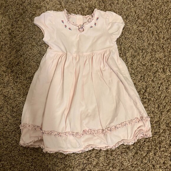 Janie and Jack Light Pink Dress 12-18 Months Rosebud Embroidery Short Sleeve - Picture 1 of 3
